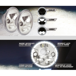 Optique / phare led Vision-X Vortex 7'' pour Jeep Wrangler JK de chez Vision-X noir/chrome