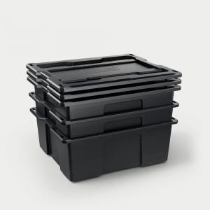 D-co Bin 32 - D-co bin with snap on lid - one (1) set of three (3) - all black
