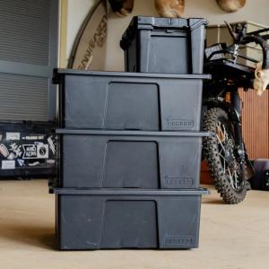 D-co Bin 32 - D-co bin with snap on lid - one (1) set of three (3) - all black