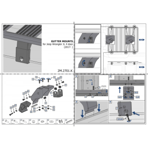 Montpellier4x4 Support Montage Goutiere Jeep Wrangler Jl RIVA