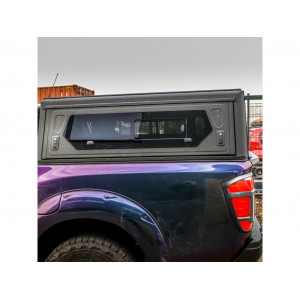 Hardtop Contour noir/ lisse avec fenêtre latérale pour Nissan Navara NP300 EU 2015+ double cabine Alu-Cab