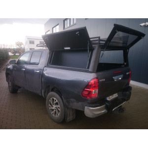 Hardtop Contour noir/ lisse sans fenêtre latérale pour Toyota Hilux Revo 2016+ double cabine Alu-Cab