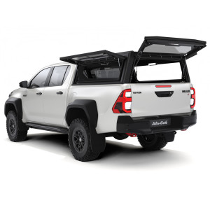 Hardtop Contour noir/ lisse avec fenêtre latérale pour Toyota Hilux Revo 2016+ double cabine Alu-Cab