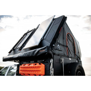 Improve your offroad experience with Alu-Cab ModCAP Family roof tent for 4 people double and extra cabin