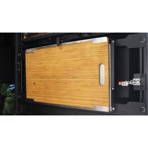 Improve your offroad experience with Alu-Cab folding table on the rear door of the Ineos Grenadier